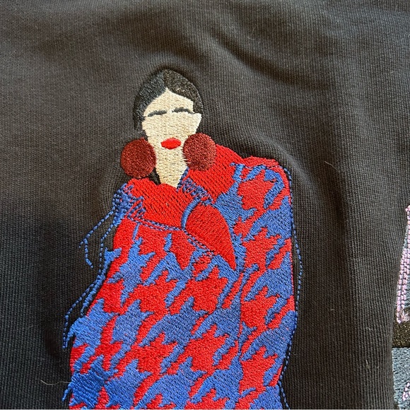 Zara Black Embroidered Fashion Ladies Sweatshirt, Small - Picture 4 of 10